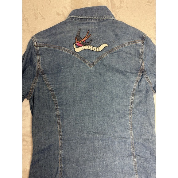 Levi's Western Denim Shirt Embroidered Swallow Birds El Dorado M - Picture 6 of 9